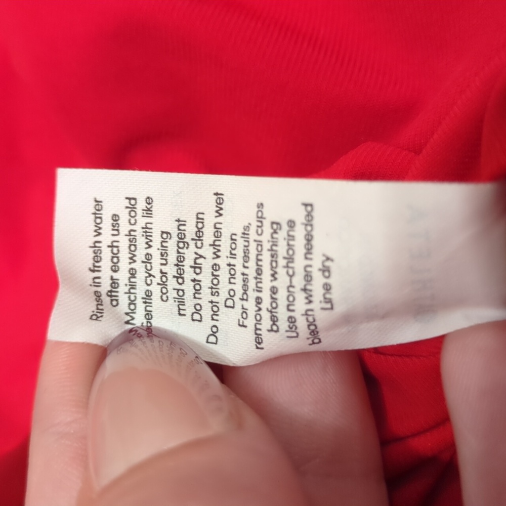 Athleta bright red one piece low back ribbed swimsuit - Picture 6 of 8